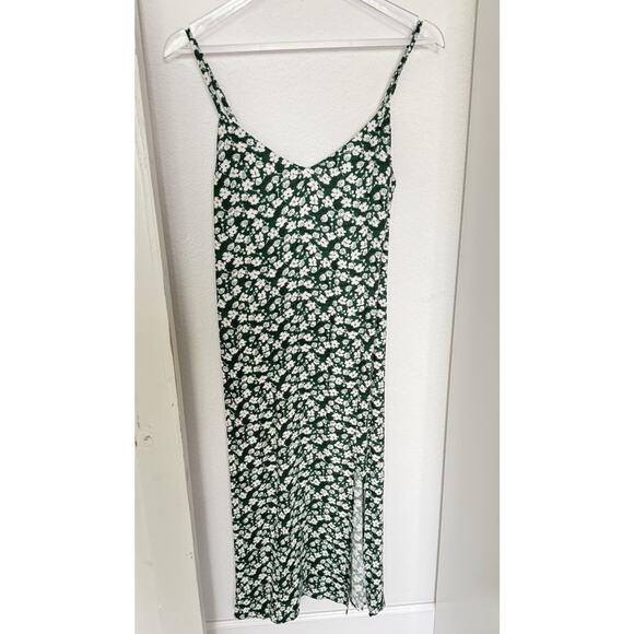 Reformation Crimini Dress Green Floral Side Slit Midi Slip Dress Women’s Size 6 - Picture 3 of 12